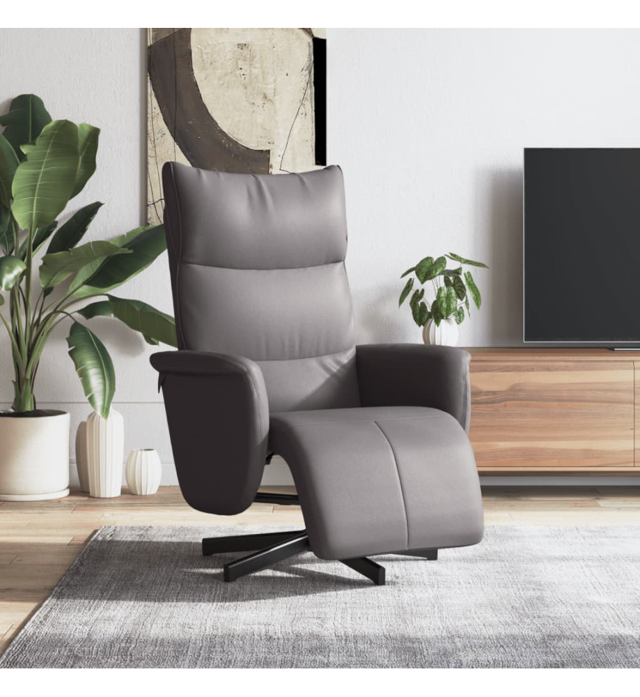 Fauteuil inclinable avec repose-pieds gris similicuir