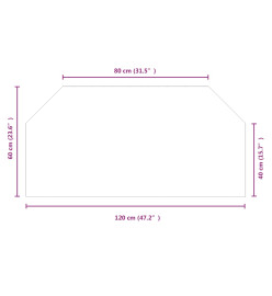 Plaque de verre pour cheminée hexagonale 120x60 cm