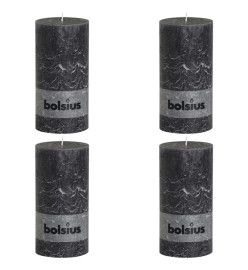 Bolsius Bougie pilier rustique 200x100 mm Anthracite 4 pcs