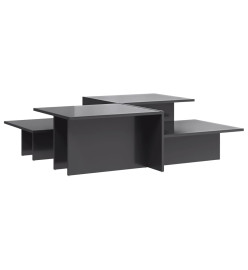 Tables basses 2 pcs gris brillant bois d'ingénierie