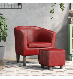 Fauteuil cabriolet avec repose-pied rouge bordeaux similicuir