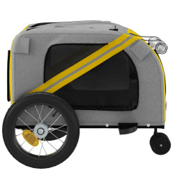 Remorque de vélo pour chien jaune et noir tissu oxford et fer