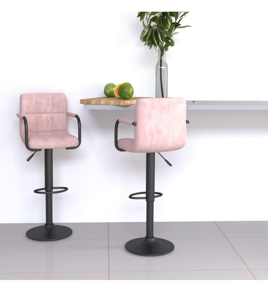 Tabourets de bar lot de 2 rose velours