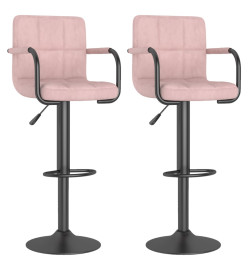 Tabourets de bar lot de 2 rose velours