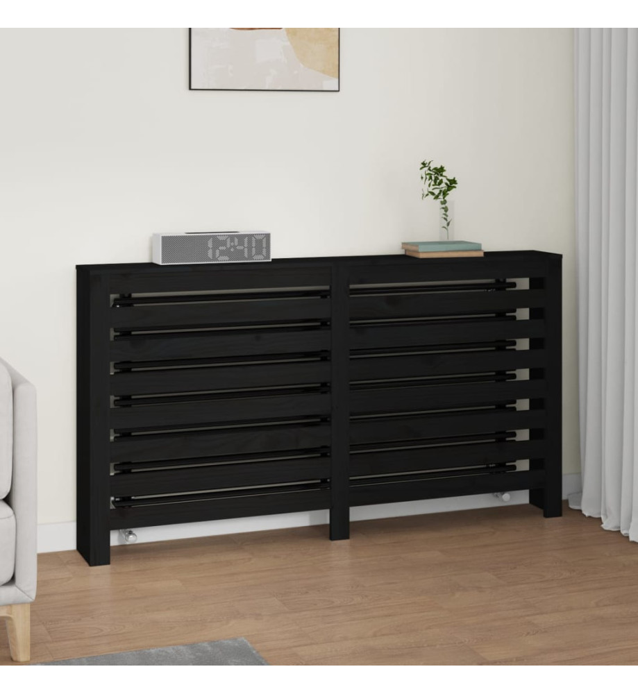 Cache-radiateur Noir 153x19x84 cm Bois massif de pin