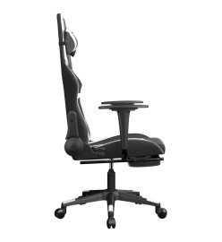 Chaise de jeu de massage avec repose-pied Noir&Blanc Similicuir