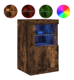 Armoire latérale avec lumières LED chêne fumé bois d'ingénierie