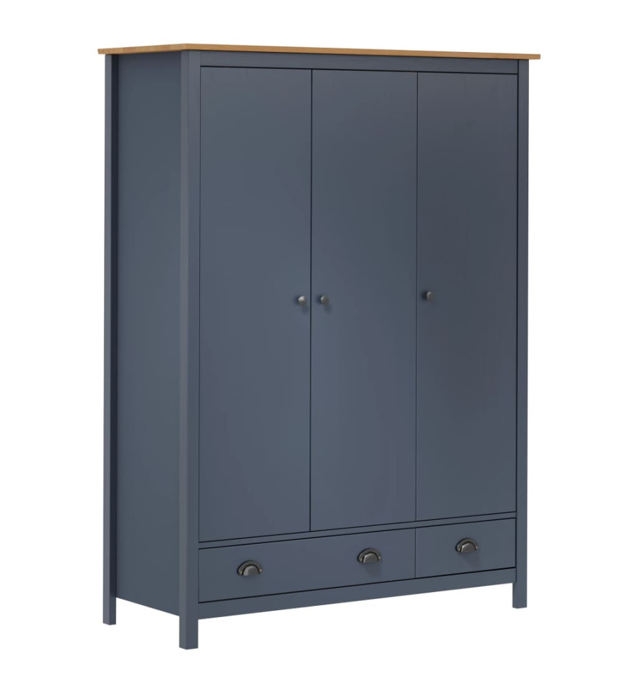 Garde-robe à 3 portes Hill Gris 127x50x170 cm Pin solide Garde-robe à 3 portes Hill Gris 127x50x170 cm Pin solide