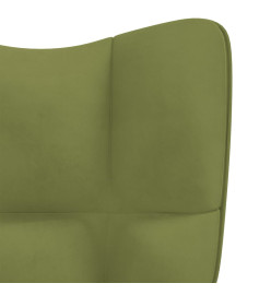 Chaise à bascule avec repose-pied Vert clair Velours