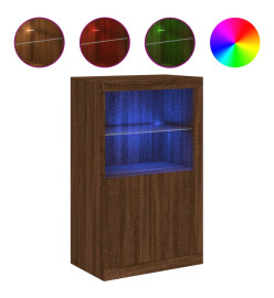 Armoire latérale avec lumières LED chêne marron bois ingénierie