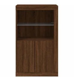 Armoire latérale avec lumières LED chêne marron bois ingénierie