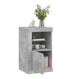 Armoire latérale avec lumières LED gris béton bois d'ingénierie