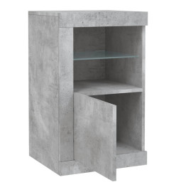 Armoire latérale avec lumières LED gris béton bois d'ingénierie
