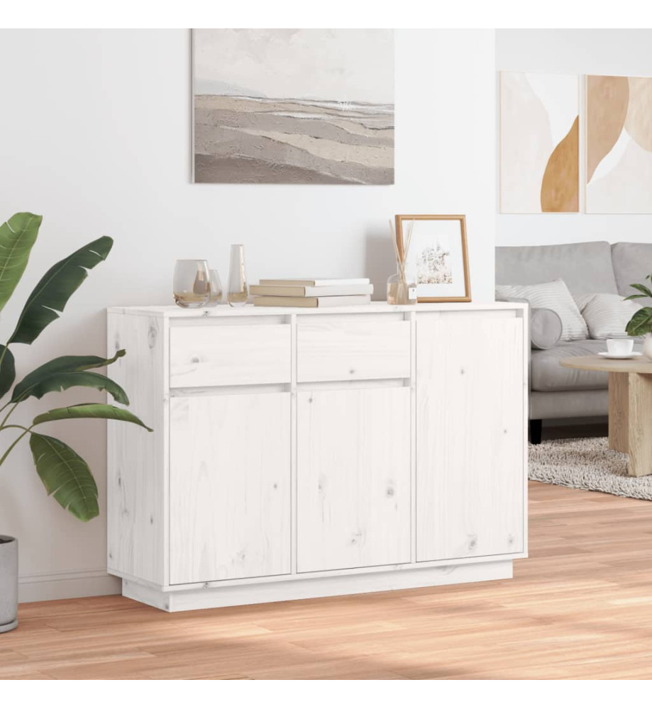 Buffet blanc 110x34x75 cm bois massif de pin Buffet blanc 110x34x75 cm bois massif de pin