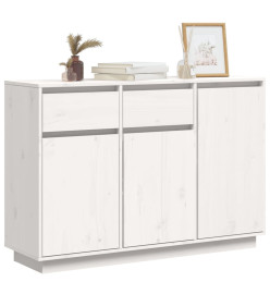 Buffet blanc 110x34x75 cm bois massif de pin