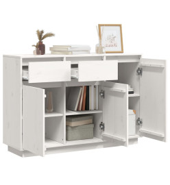 Buffet blanc 110x34x75 cm bois massif de pin