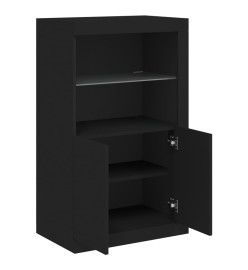 Armoire latérale avec lumières LED noir bois d'ingénierie