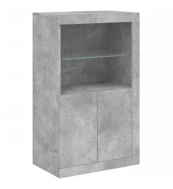 Armoire latérale avec lumières LED gris béton bois d'ingénierie