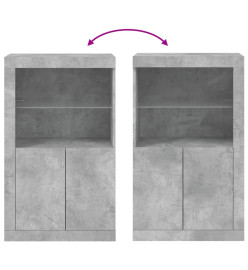Armoire latérale avec lumières LED gris béton bois d'ingénierie