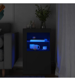 Armoire latérale avec lumières LED noir bois d'ingénierie
