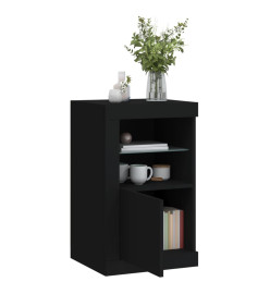 Armoire latérale avec lumières LED noir bois d'ingénierie