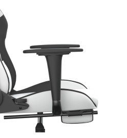 Chaise de jeu de massage avec repose-pied Blanc&Noir Similicuir