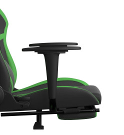 Chaise de jeu avec repose-pied Noir et vert Similicuir