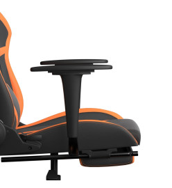 Chaise de jeu avec repose-pied Noir et orange Similicuir