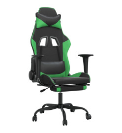 Chaise de jeu avec repose-pied Noir et vert Similicuir