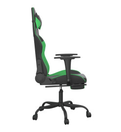 Chaise de jeu avec repose-pied Noir et vert Similicuir