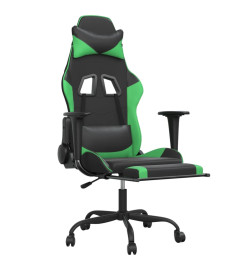 Chaise de jeu avec repose-pied Noir et vert Similicuir