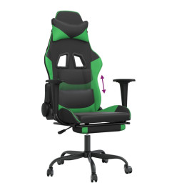 Chaise de jeu avec repose-pied Noir et vert Similicuir