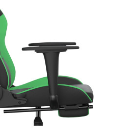 Chaise de jeu avec repose-pied Noir et vert Similicuir