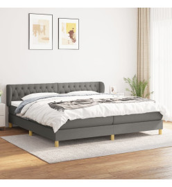Lit à sommier tapissier avec matelas Gris foncé 200x200cm Tissu