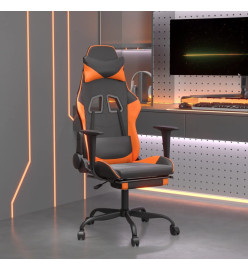 Chaise de jeu avec repose-pied Noir et orange Similicuir