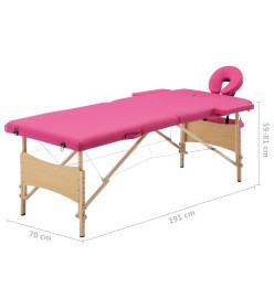 Table de massage pliable 2 zones Bois Rose