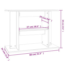 Support pour aquarium chêne fumé 80x35x60 cm bois d'ingénierie