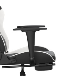 Chaise de jeu de massage avec repose-pied Noir&Blanc Similicuir