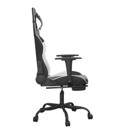 Chaise de jeu avec repose-pied Noir et blanc Similicuir