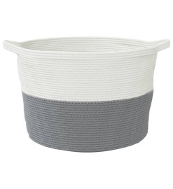 Panier à linge gris et blanc Ø60x36 cm coton