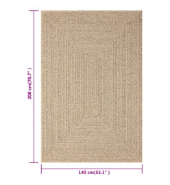 Tapis 140x200 cm aspect jute intérieur et extérieur