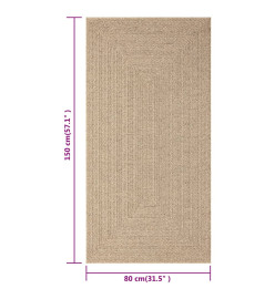 Tapis 80x150 cm aspect jute intérieur et extérieur