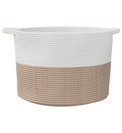 Panier à linge marron et blanc Ø55x36 cm coton