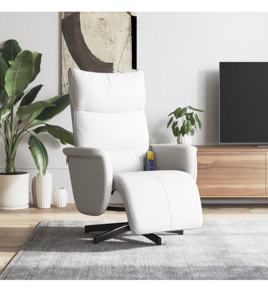 Fauteuil inclinable de massage repose-pieds blanc similicuir