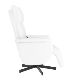 Fauteuil inclinable de massage repose-pieds blanc similicuir