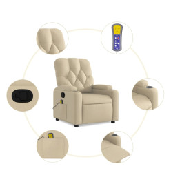 Fauteuil de massage inclinable Crème Tissu