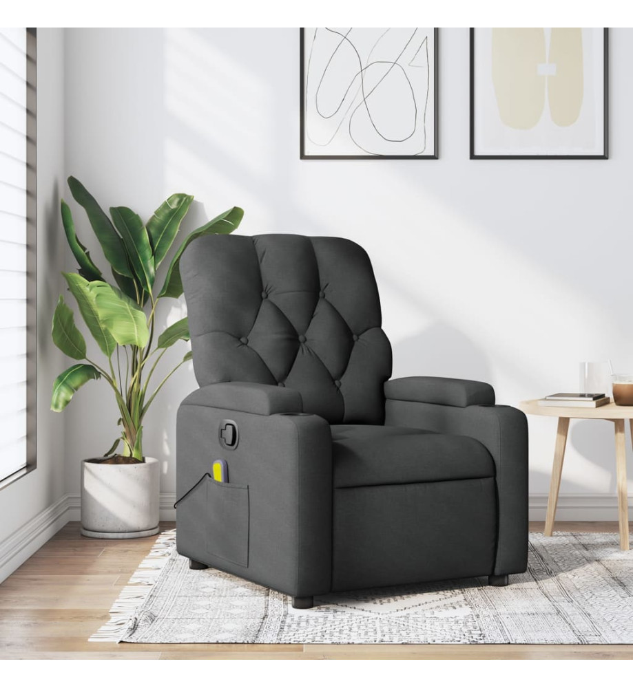 Fauteuil de massage inclinable Gris foncé Tissu