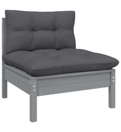 Canapé central de jardin avec coussins anthracite Gris Pin
