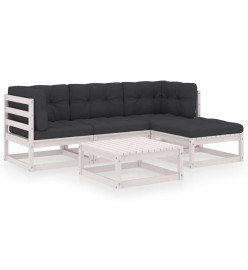 Salon de jardin 5 pcs avec coussins Bois de pin massif