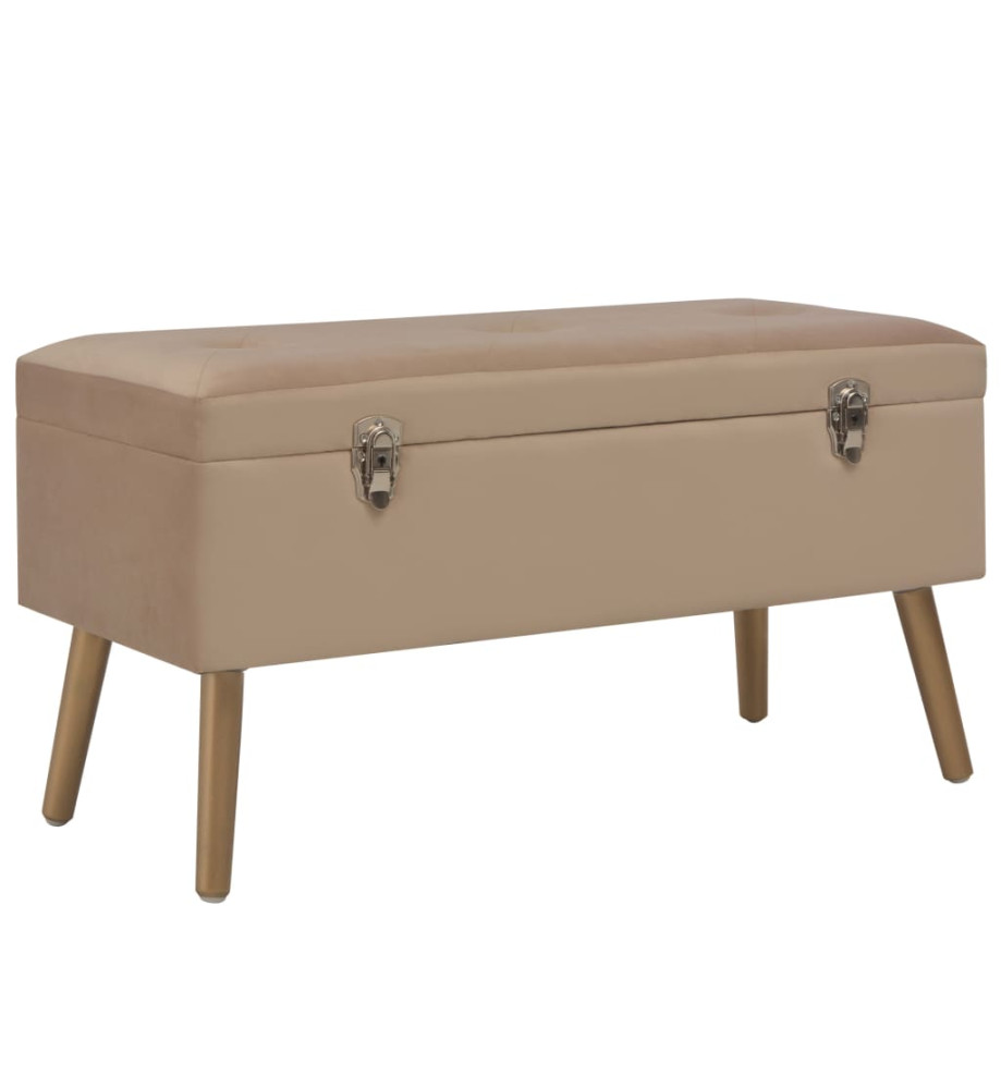 Banc avec compartiment de rangement 80 cm Beige Velours